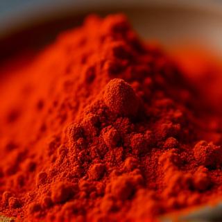 A vibrant mound of rich red smoked paprika powder, emanating an irresistible earthy aroma.